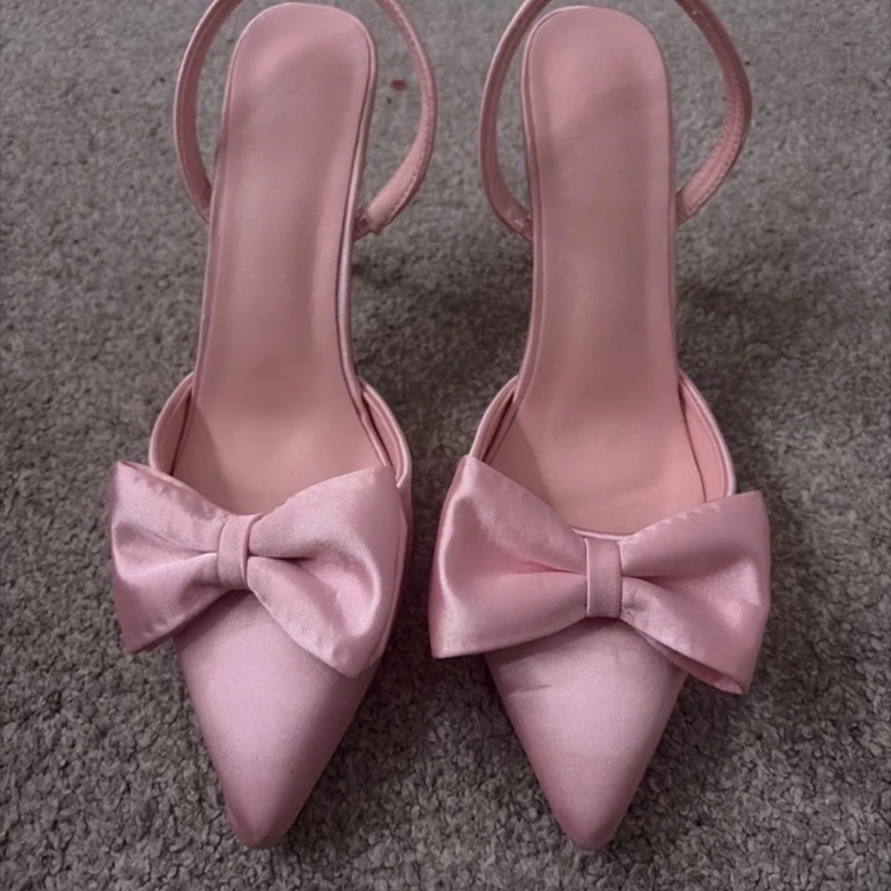 Pink Rose Elegant Pink Bow Heels